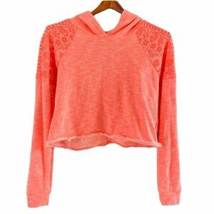 3/$15 Daytrip Bright Coral Crop Hoodie S